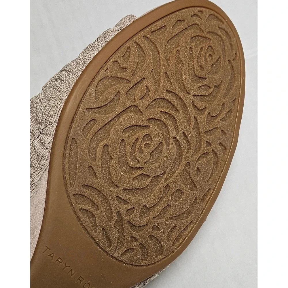 Taryn‎ Rose Nancy Knit Ceramic Beige Floral Textured Slide Mules 34TR0335 5.5M